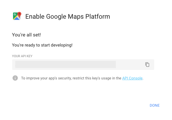 Enable Google Maps API Key